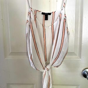 Spaghetti strap tank with tie